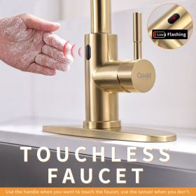 Touchless Kitchen Faucet,Hands Free Automatic Smart Kitchen Faucet Brushed Nickel Gold Smart Kitchen Faucet