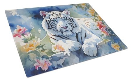 NEW White Tiger Glass Cutting Board Decorative Tempered Glass Kitchen Cutting and Serving Board Large Size Chopping Board (Default: Default)